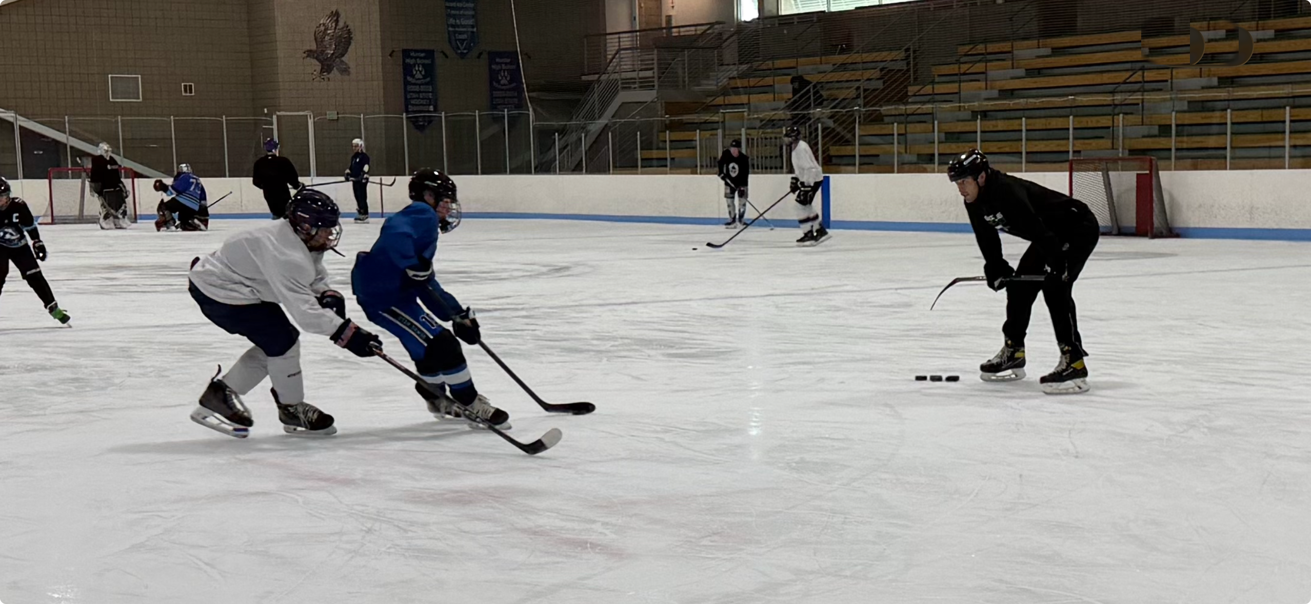 Hockey training session on the ice