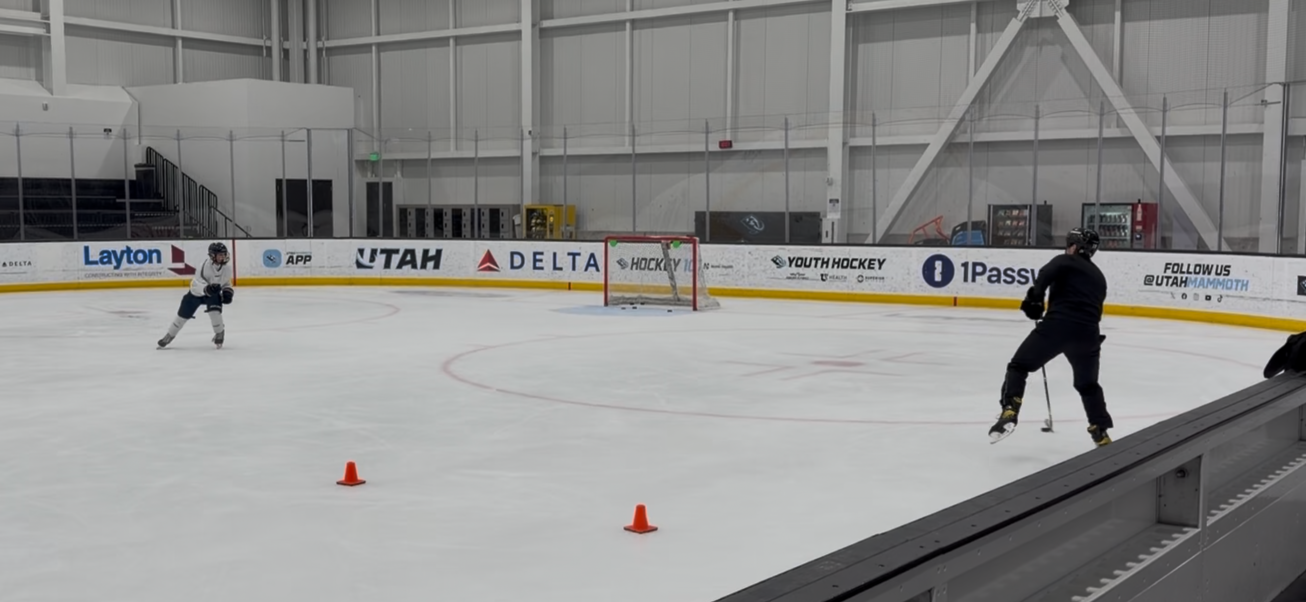 Private hockey training session on the ice